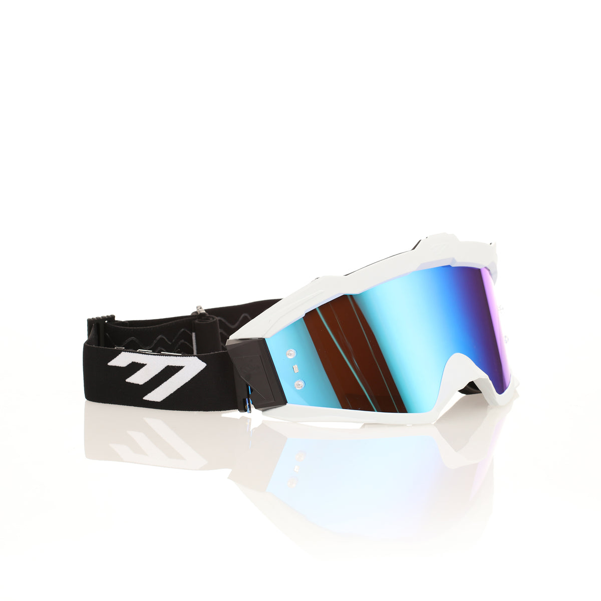 6D MAX R Goggle - White/Black & Blue Mirror
