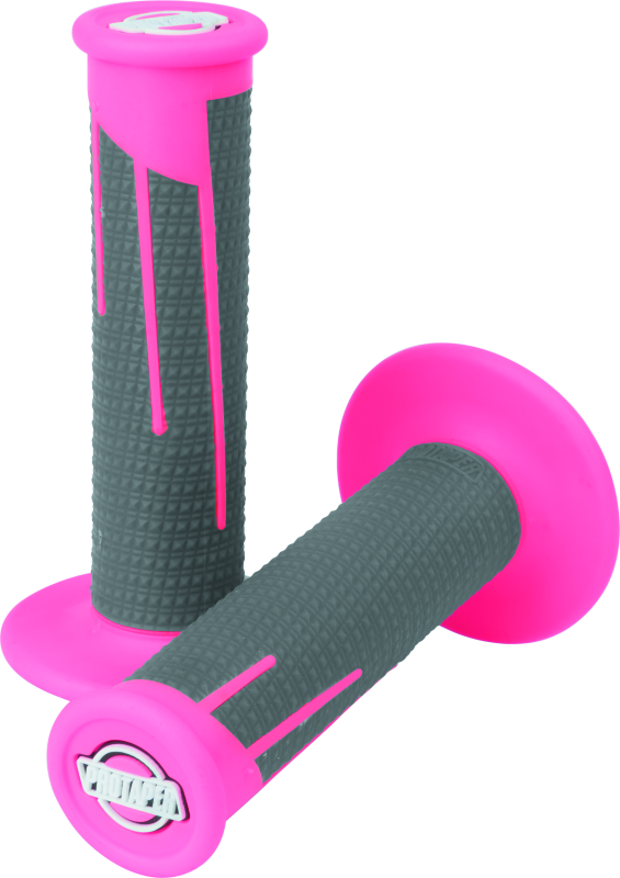 ProTaper Full Diamond Clamp On Grips - Neon Pink / Dark Grey - ProTaper