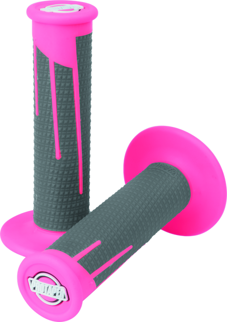 ProTaper Full Diamond Clamp On Grips - Neon Pink / Dark Grey - ProTaper