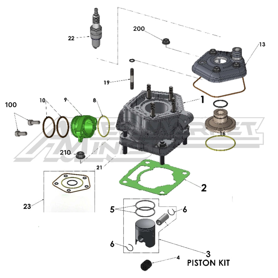 Aftermarket Minis - 60cc Piston Kit | Cobra Moto CX50 Diagram