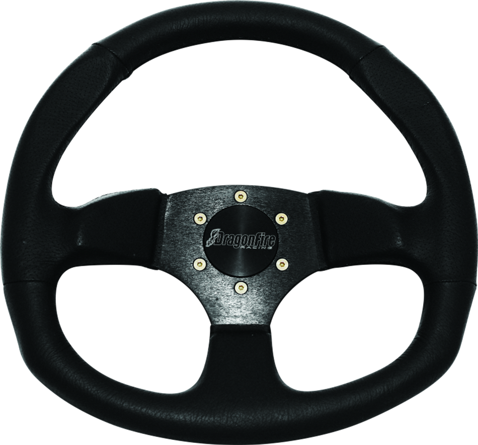 DragonFire D-Shaped UTV Steering Wheel - Black Vinyl