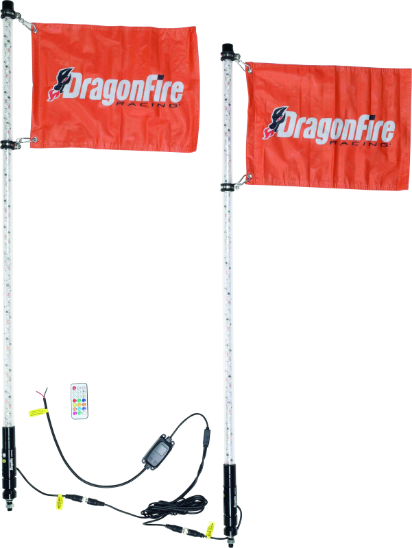 DragonFire Racing Spiral LED UTV Whip Light - Clear - 4FT