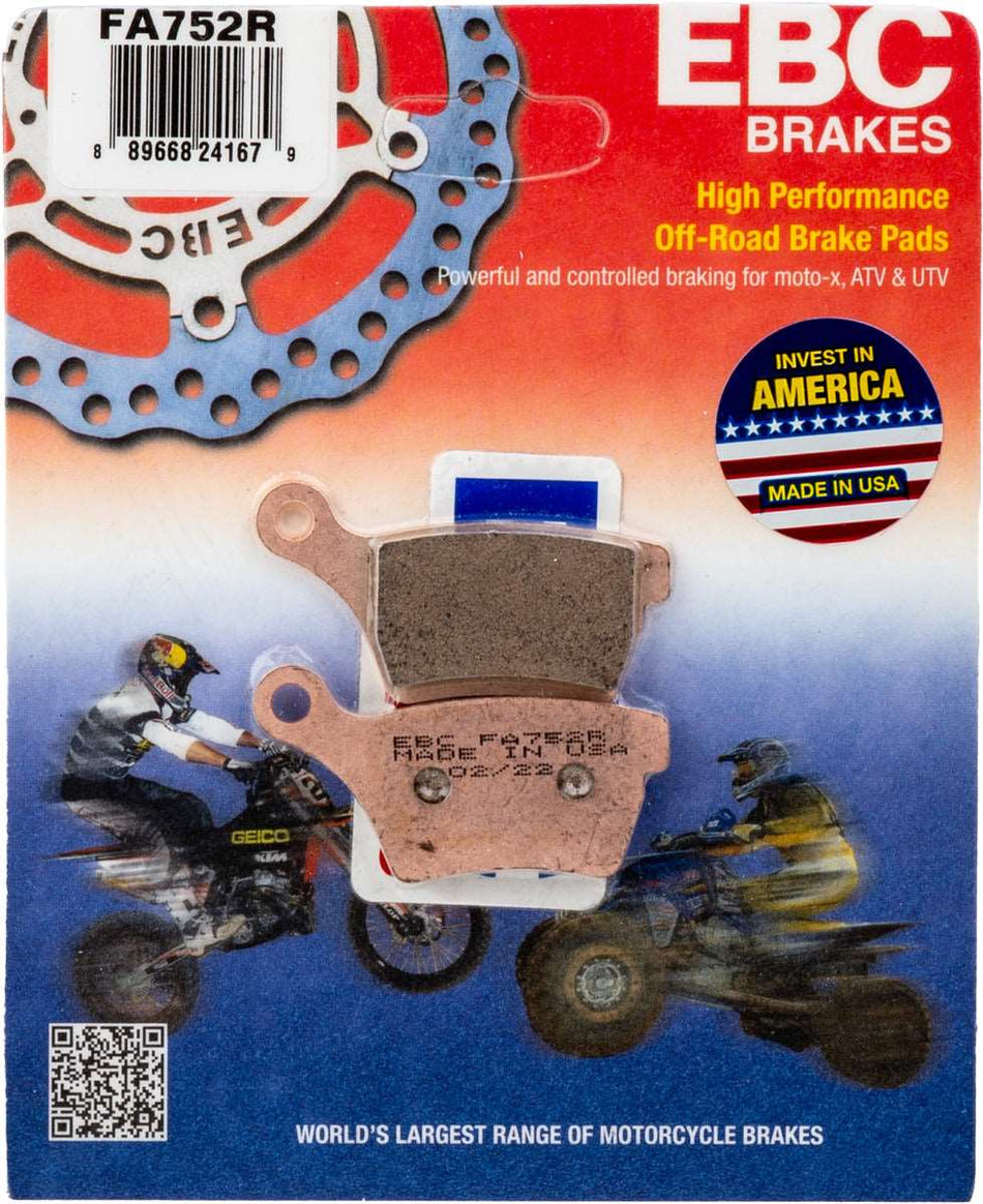 EBC Brakes - FA752R Cobra Moto CX50 FWE | SR | JR | P3 | King (2018-2021 ) Front & Rear Sintered “R” Series Brake Pads 