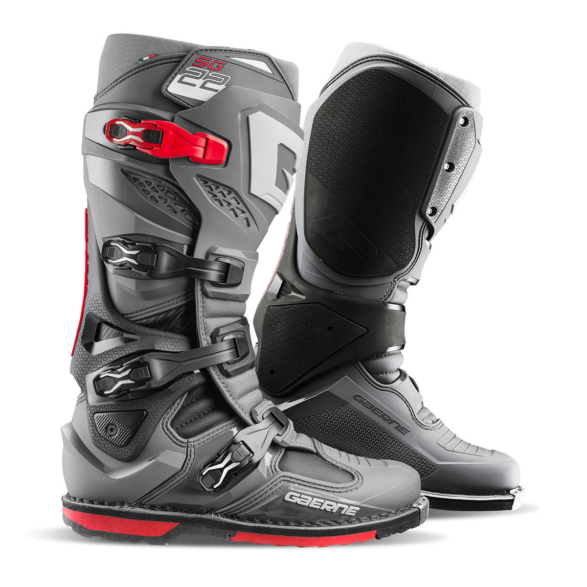Gaerne SG22 Motocross Boots - Anthracite Black Red - Pair