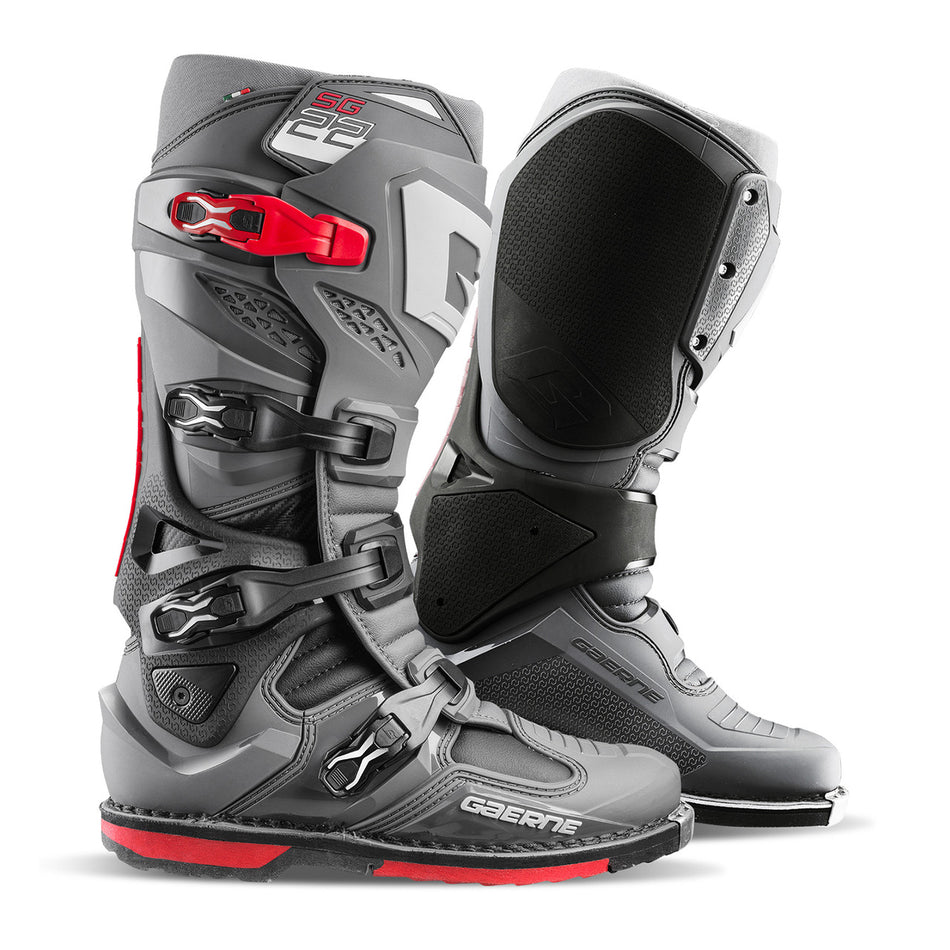 Gaerne SG22 Motocross Boots - Anthracite Black Red - Pair