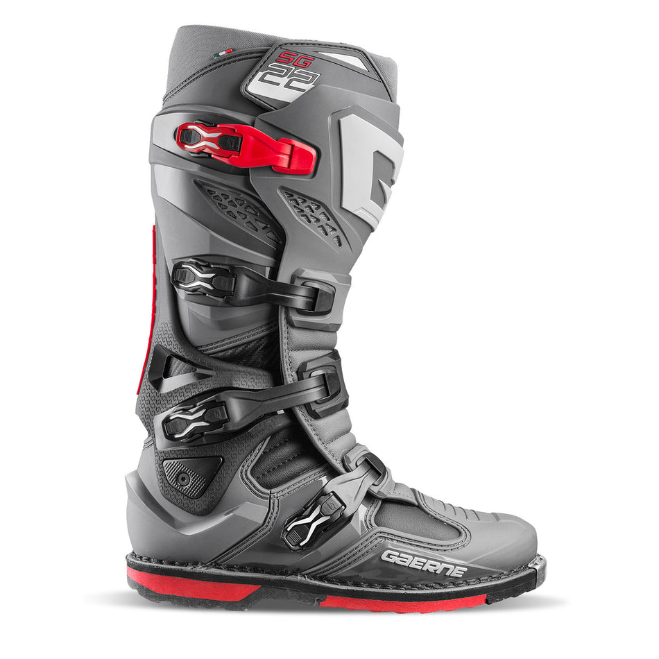 Gaerne SG22 Motocross Boots - Anthracite Black Red - Side View