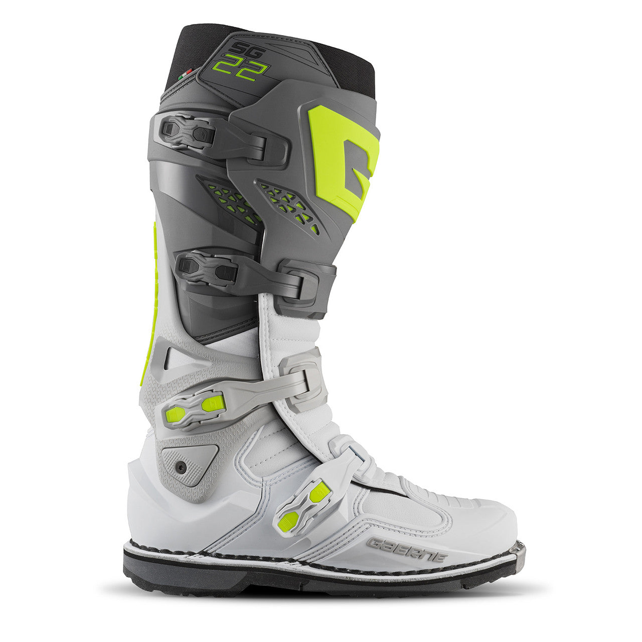 Gaerne SG22 Motocross Boots - Anthracite White Grey - Side View