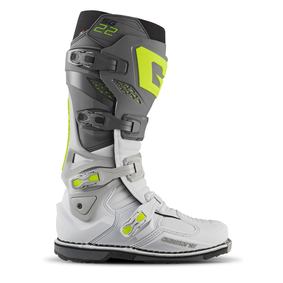 Gaerne SG22 Motocross Boots - Anthracite White Grey - Side View