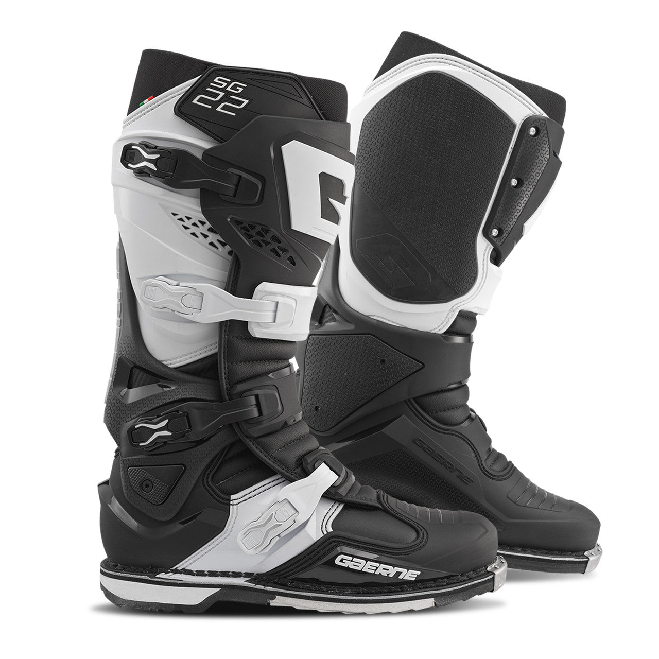 Gaerne SG22 Motocross Boots - Black White - Made in Italy. – Red