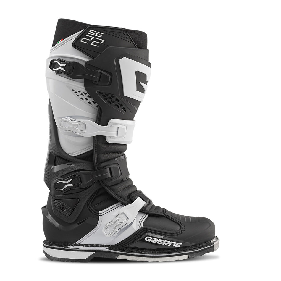 Gaerne SG22 Motocross Boots - Black White - Side View