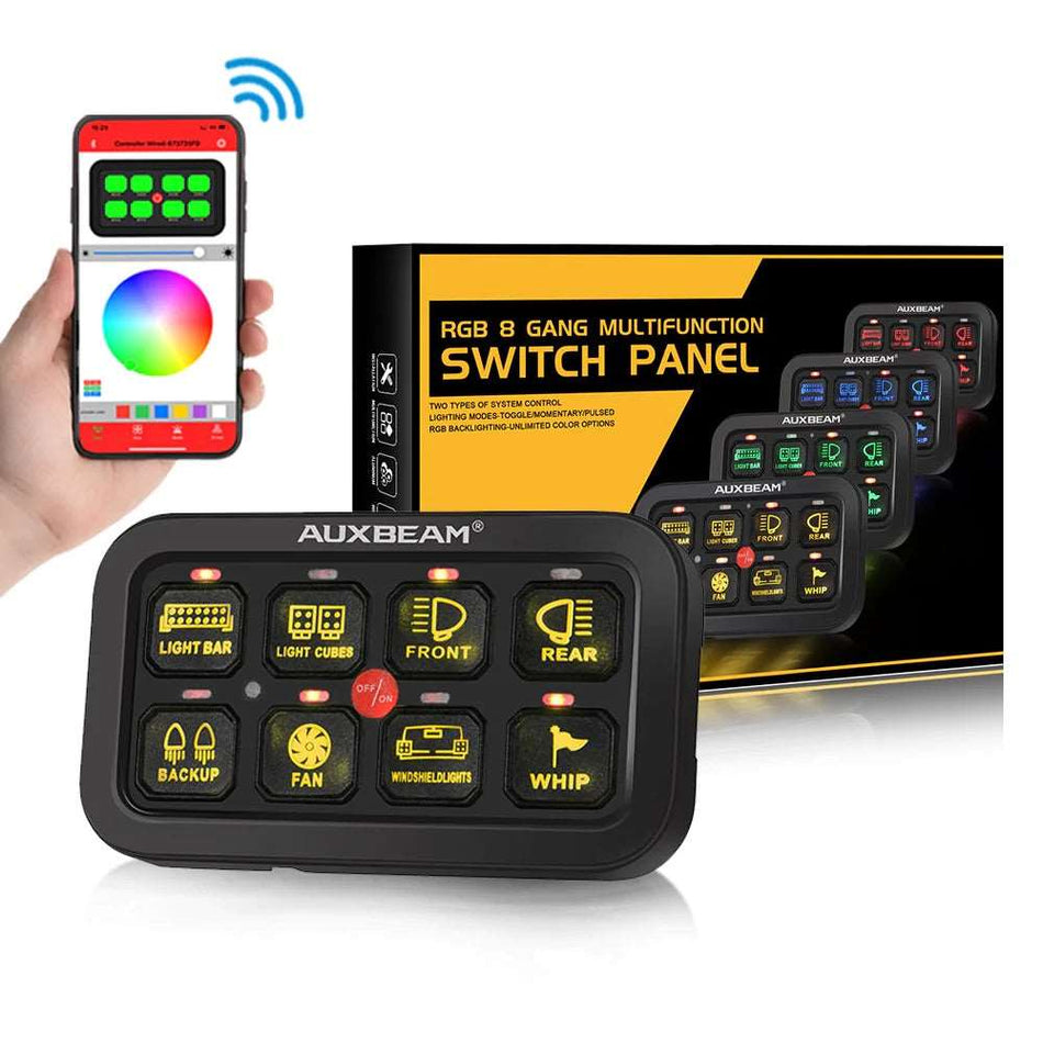 AR-800 RGB SWITCH PANEL WITH APP, TOGGLE/ MOMENTARY/ PULSED MODE SUPPORTED w/ 3.94ft extension cord & Sticker kit