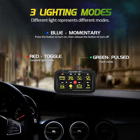 AR-800 RGB SWITCH PANEL WITH APP, TOGGLE/ MOMENTARY/ PULSED MODE SUPPORTED w/ 3.94ft extension cord & Sticker kit