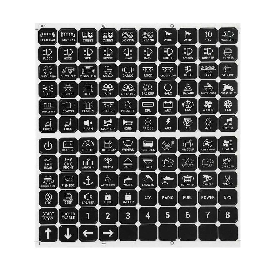 120 UNIVERSAL STICKERS FOR SWITCH PANEL