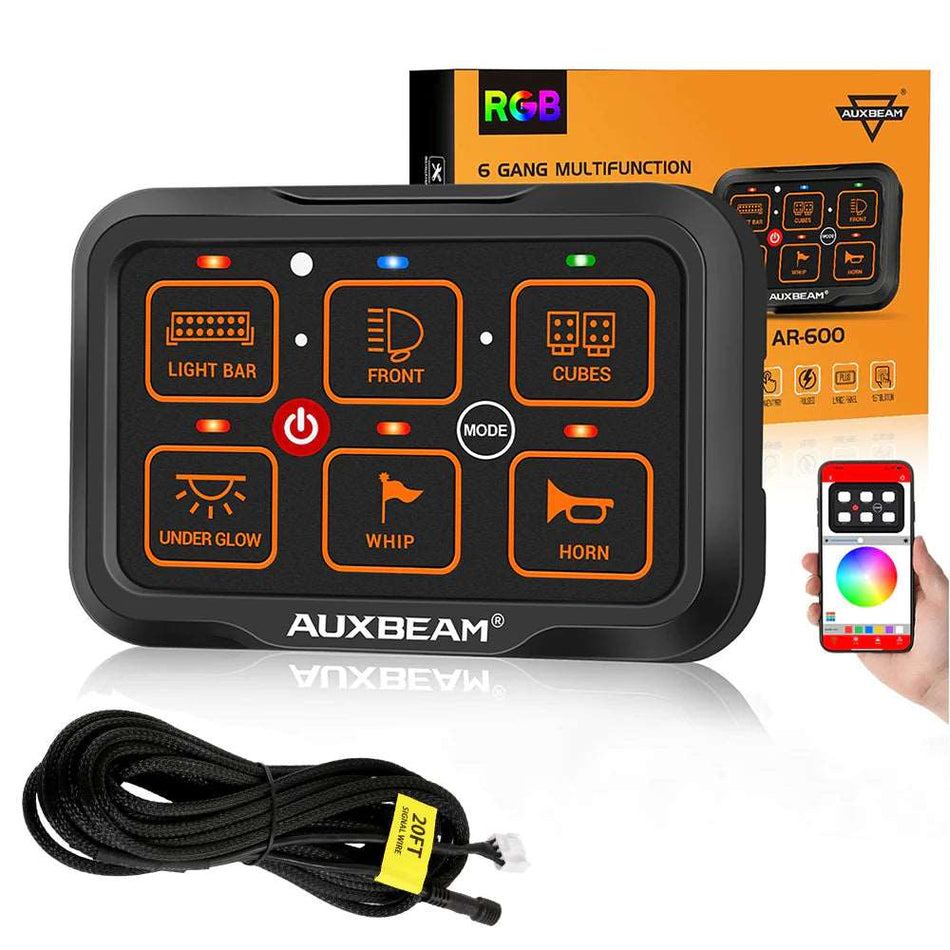 AUX BEAM AR-600 RGB SWITCH PANEL WITH APP, TOGGLE/ MOMENTARY/ PULSED MODE SUPPORTED