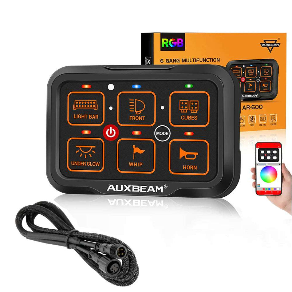 AUX BEAM AR-600 RGB SWITCH PANEL WITH APP, TOGGLE/ MOMENTARY/ PULSED MODE SUPPORTED