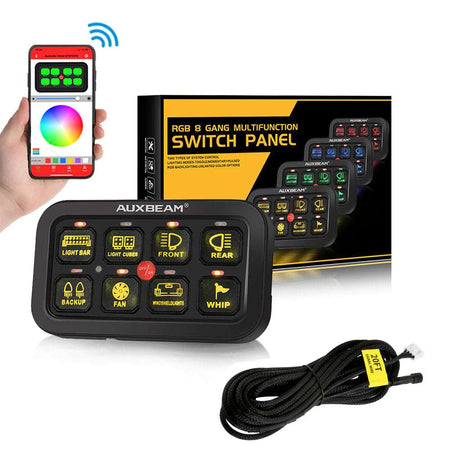 AUX BEAM AR-800 RGB SWITCH PANEL WITH APP, TOGGLE/ MOMENTARY/ PULSED MODE SUPPORTED