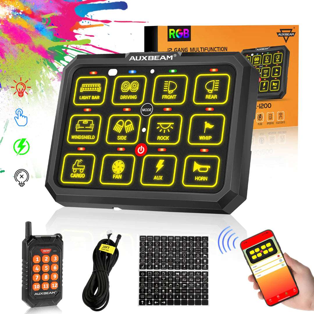 AC-1200 RGB SWITCH PANEL WITH APP & REMOTE CONTROL, TOGGLE/ MOMENTARY/ PULSED MODE SUPPORTED