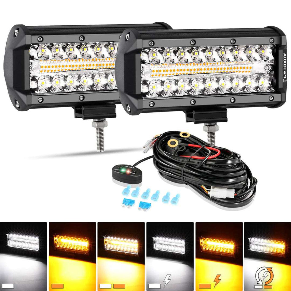 Aux Beam 6 MODES SERIES 7 INCH 150W WHITE&AMBER LED LIGHT BAR