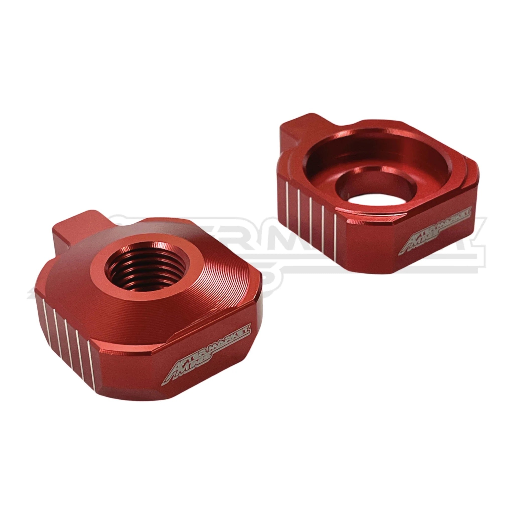 Aftermarket Minis - KTM / Husqvarna/ Gas Gas 50cc / E-Bike Chain Adjuster Axle Blocks - Red - Aftermarket Minis