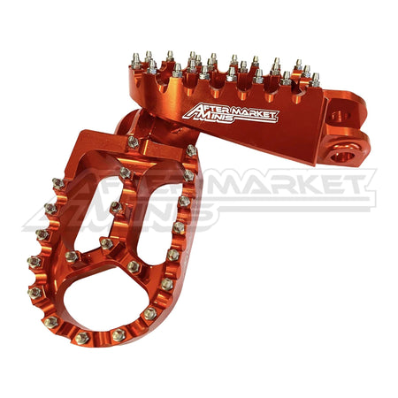 Aftermarket Minis - KTM / Husqvarana / Gas Gas E-Bike & 50-65cc Billet Foot Pegs - Orange - Aftermarket Minis