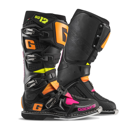 Limited Edition Gaerne SG12 Motocross Boots - Black Orange Pink - Pair