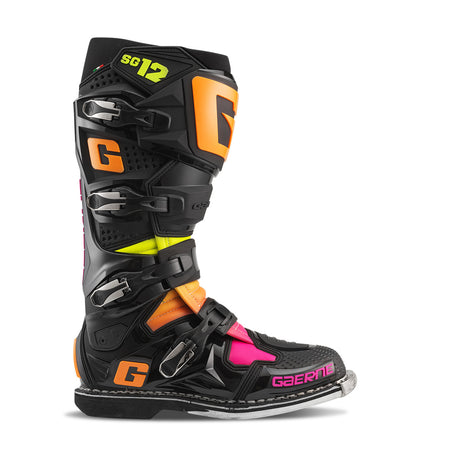 Limited Edition Gaerne SG12 Motocross Boots - Black Orange Pink - Side View