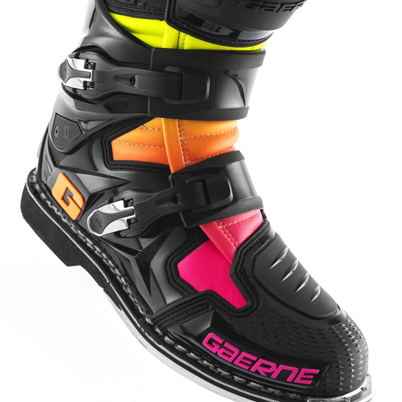 Limited Edition Gaerne SG12 Motocross Boots - Black Orange Pink - Top Foot Toe