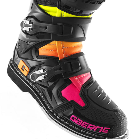 Limited Edition Gaerne SG12 Motocross Boots - Black Orange Pink - Top Foot Toe