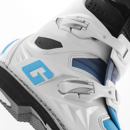 Limited Edition Gaerne SG12 Motocross Boots - Black White Carolina Blue - Side Buckle