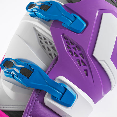 Limited Edition Gaerne SG22 Motocross Boots - Purple White Rhodamine - Close Up Blue Buckle 2