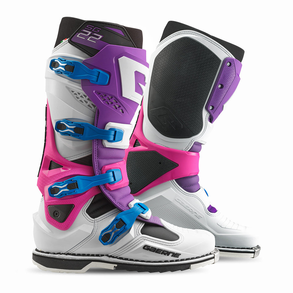 Limited Edition Gaerne SG22 Motocross Boots - Purple White Rhodamine - Pair