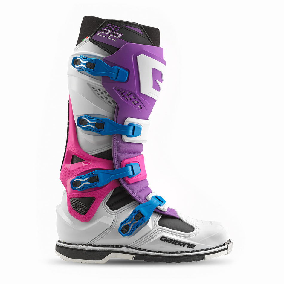 Limited Edition Gaerne SG22 Motocross Boots - Purple White Rhodamine - Side View