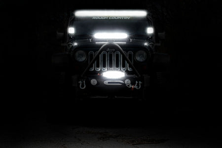 Rough Country 50" LED Light Bar - Dual Row - Straight - Night view