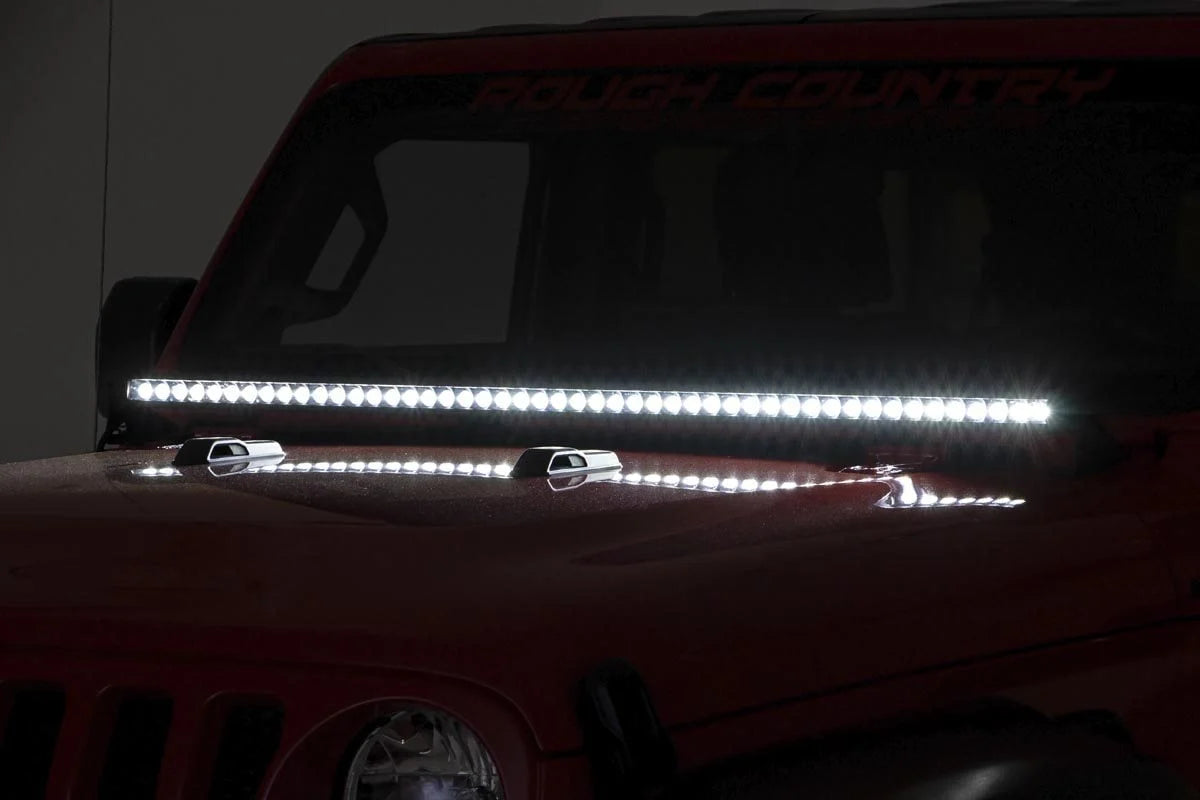 Rough Country 50" LED Light Bar - Single Row - Straight - Night View