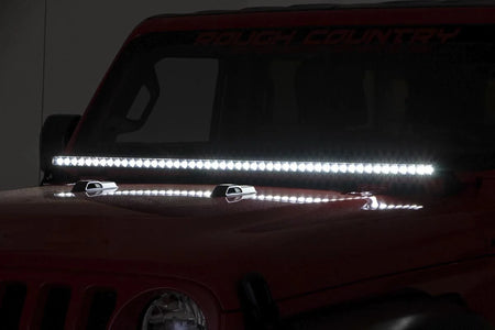 Rough Country 50" LED Light Bar - Single Row - Straight - Night View