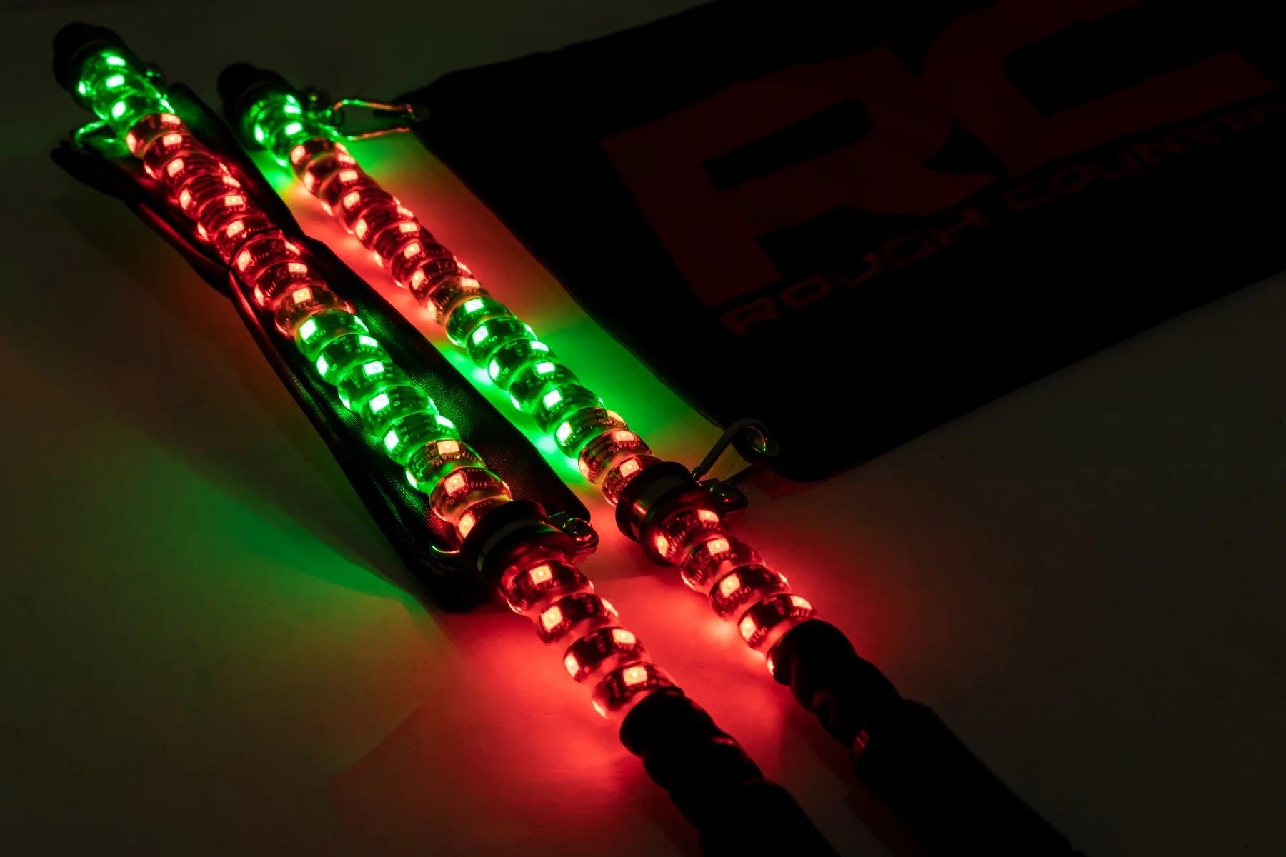 Rough Country LED Whip Light Kit - 2ft | Pair Red Green