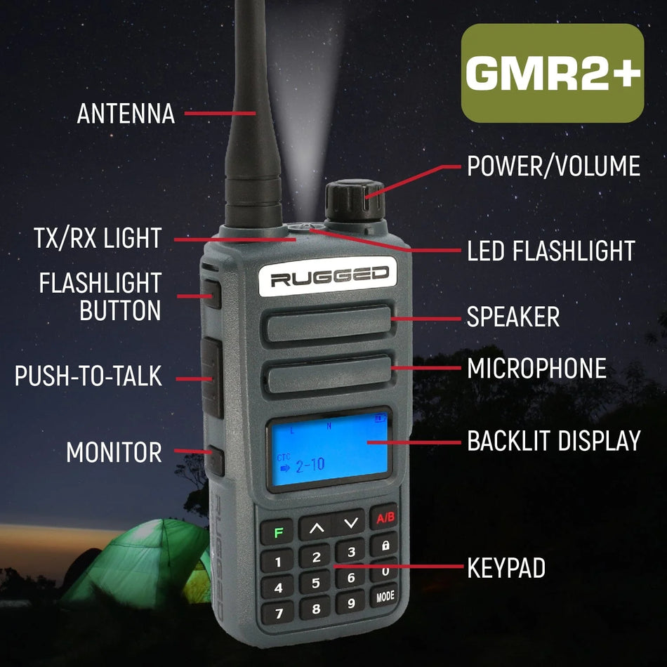 Rugged Radios GMR2 PLUS Handheld Radio Buttons & Features