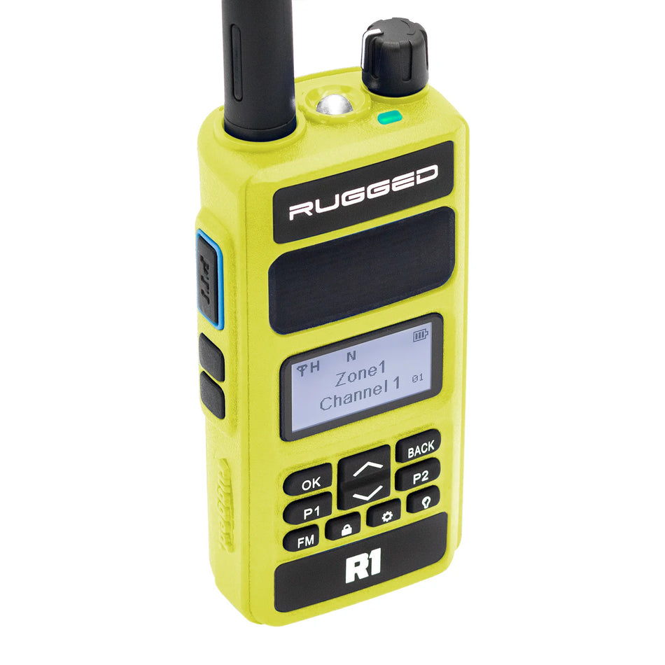 Rugged Radios R1 Handheld Radio - Digital & Analog Communication - Safety Yellow