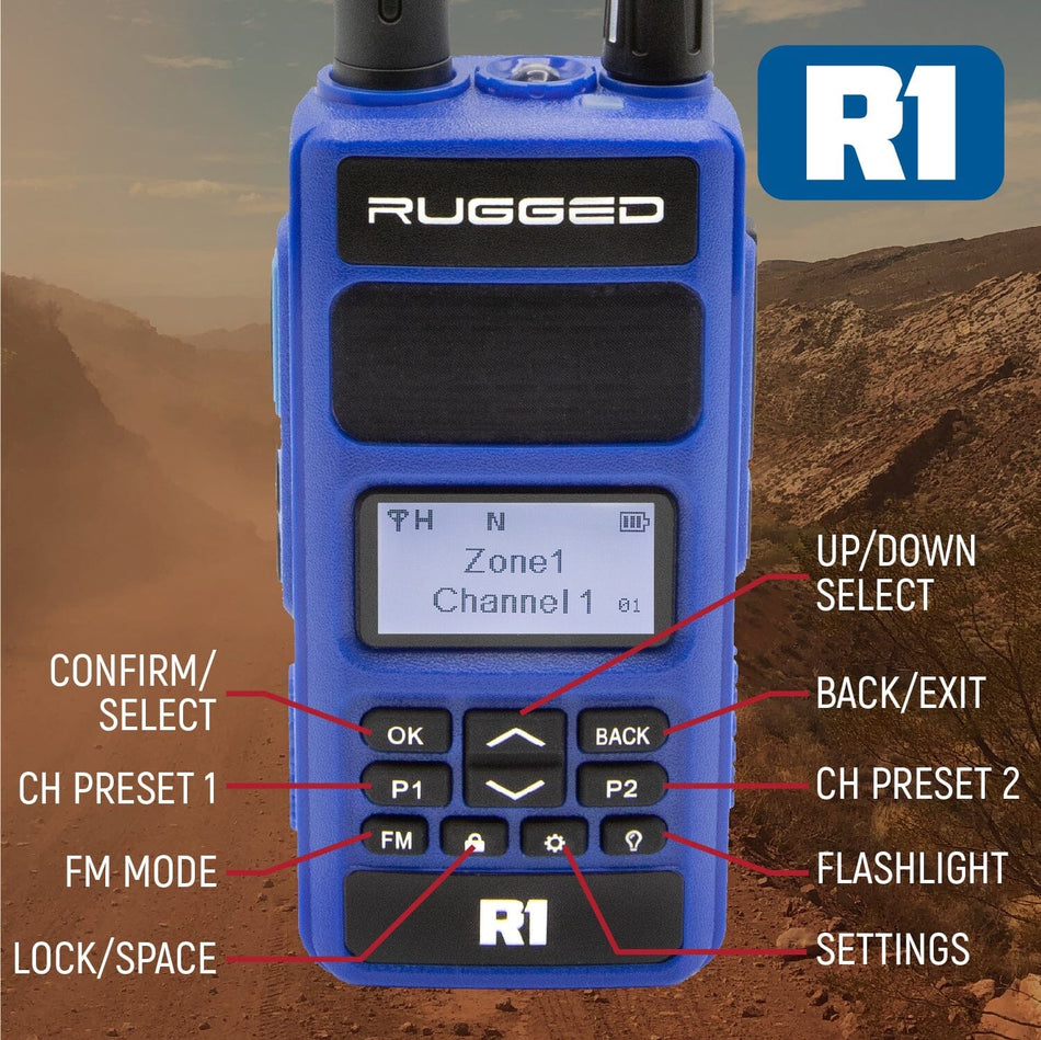 Rugged Radios R1 Handheld Radio - Digital & Analog Communication Buttons