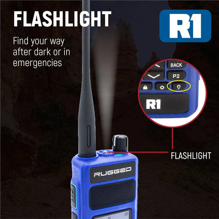 Rugged Radios R1 Handheld Radio - Digital & Analog Communication Flashlight