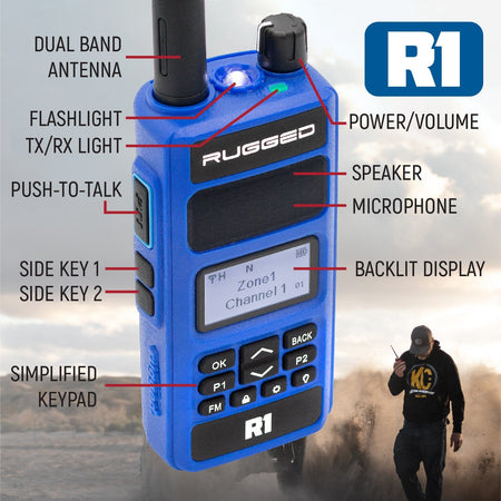 Rugged Radios R1 Handheld Radio - Digital & Analog Communication Side Buttons