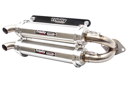 Trinity Racing Slip-On Exhaust - Polairs RZR XP 1000 Brushed