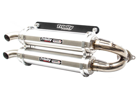Trinity Racing Slip-On Exhaust - Polaris RZR XP Turbo Brushed