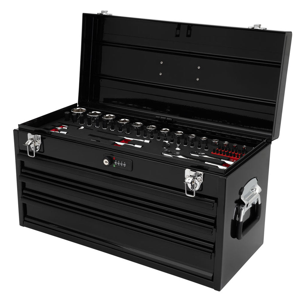 g*e様 『TUSK』ボックスセット TUSK 3 Drawer Moto Tool Box with Lock, 129pc Tool Set Chrome