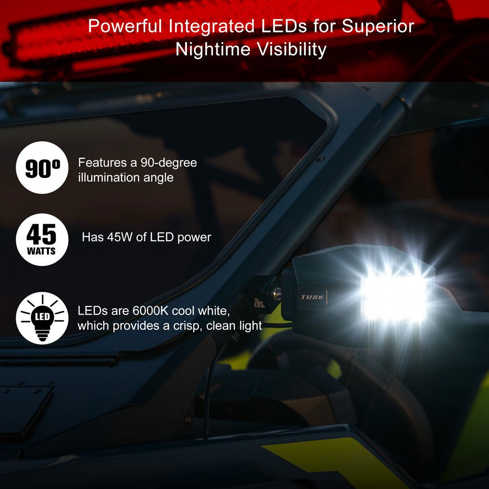 Tusk UTV LED Sideview Mirrors - 6000k
