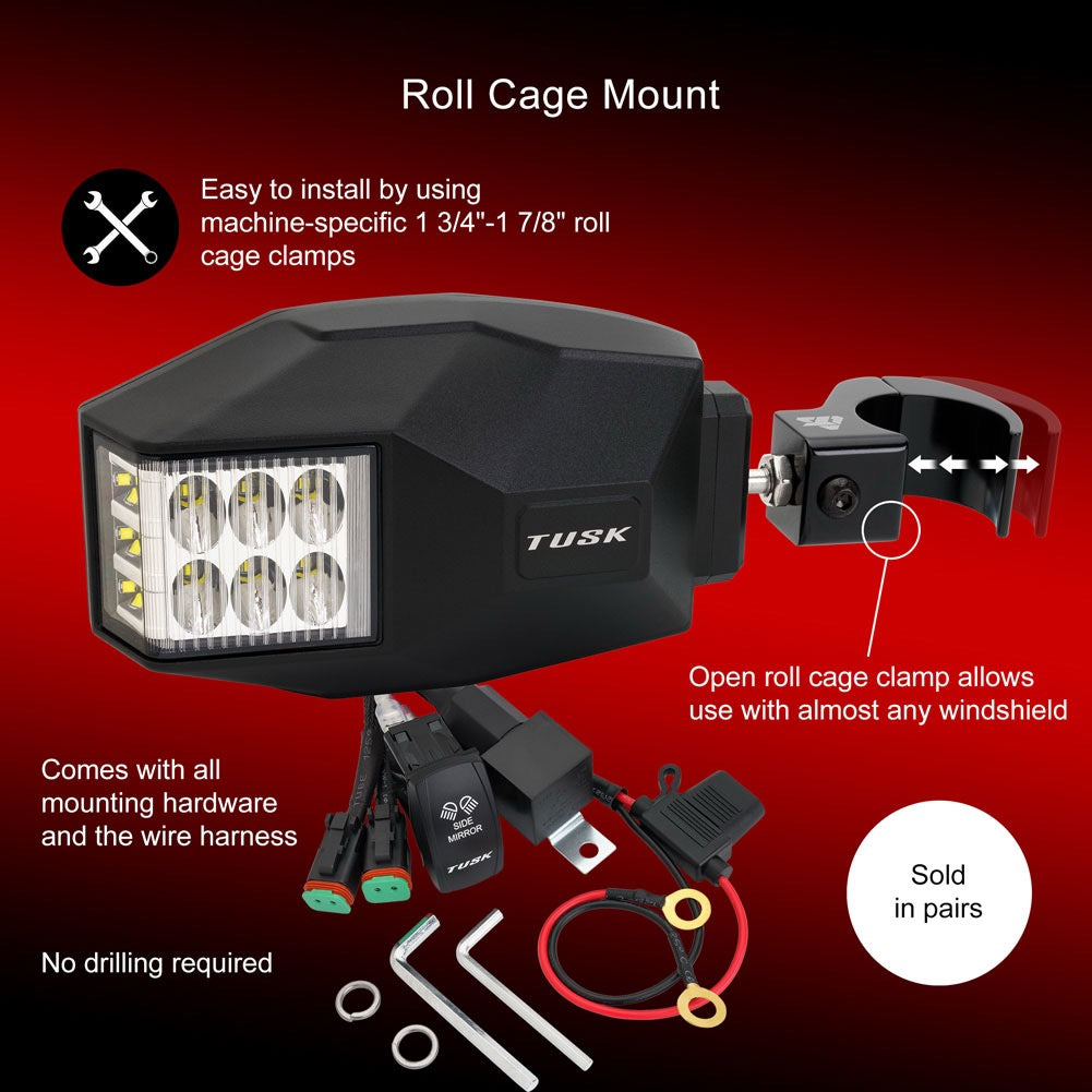 Tusk UTV LED Sideview Mirrors - Adjustable