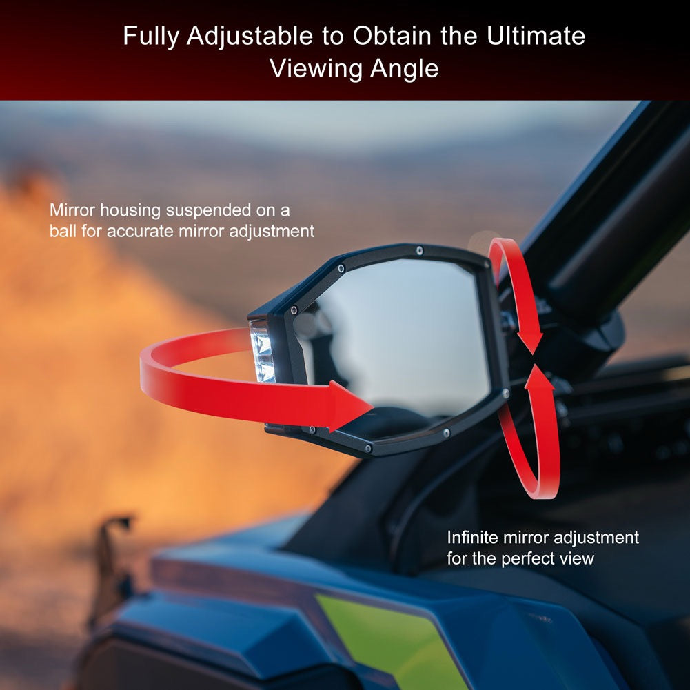 Tusk UTV LED Sideview Mirrors - Pivotable