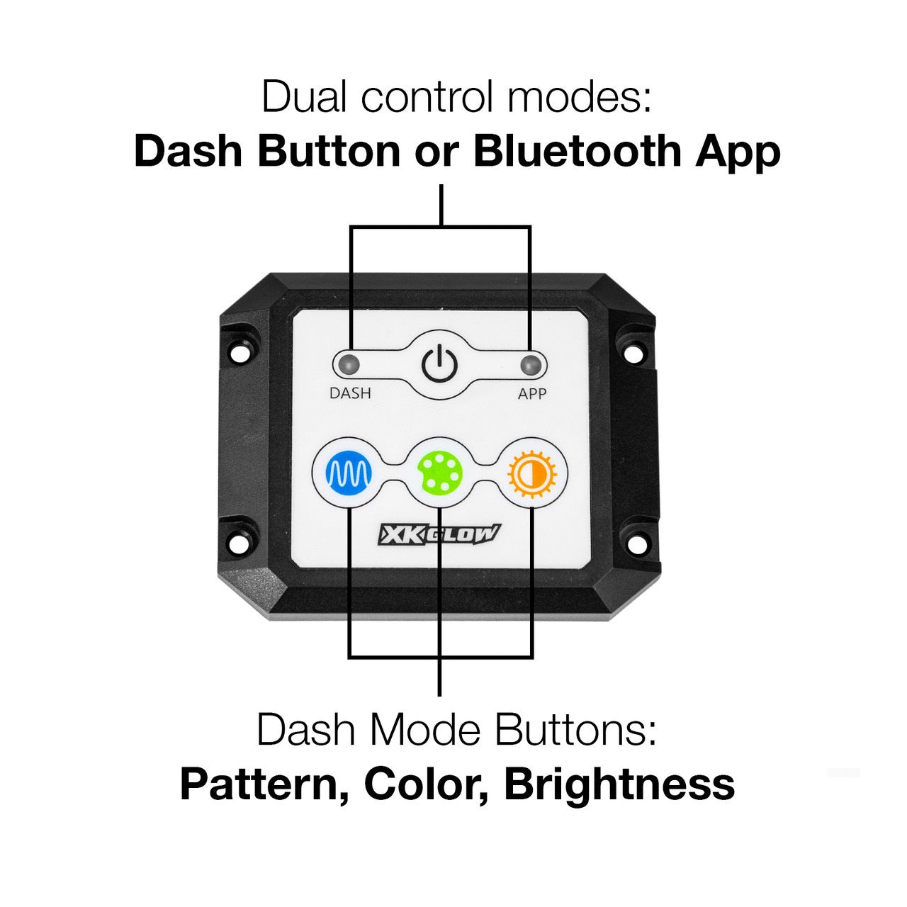 XKGlow XKCHROME Dash Controller Kit - Bluetooth & IP67 Waterproof Button Display