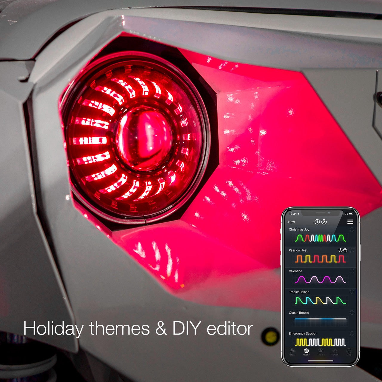 XKGlow XKCHROME Dash Controller Kit - Bluetooth & IP67 Waterproof  Color Themes