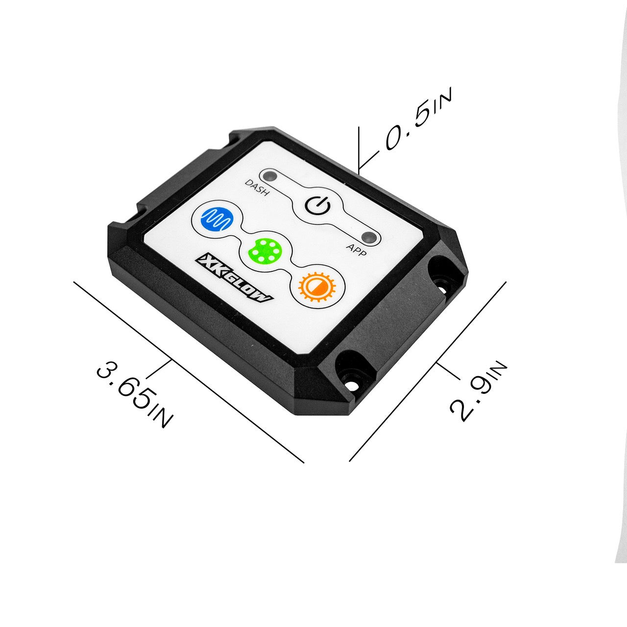 XKGlow XKCHROME Dash Controller Kit - Bluetooth & IP67 Waterproof  Dimmensions